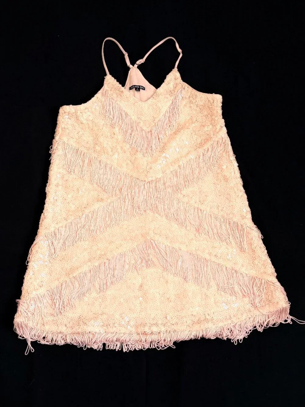 GIANNI BINI Womens Sequined Fringes Shirt Medium Pinkish Unique Lined Evening - Picture 2 of 10